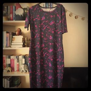 NWOT LLR Julia Large navy/purple feather print
